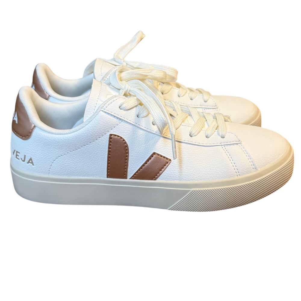Veja Campo Sneaker Shoes Leather Lace Up Metallic Rose Gold Extra White EU 41